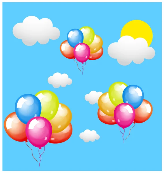 Bündel von bunten Luftballons Hintergrund — Stockvektor