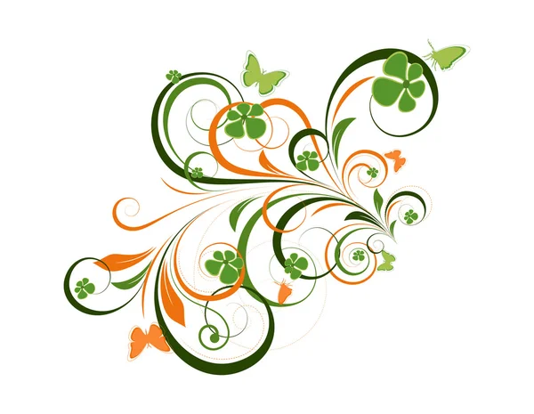 Arte de diseño floral coloreado — Vector de stock