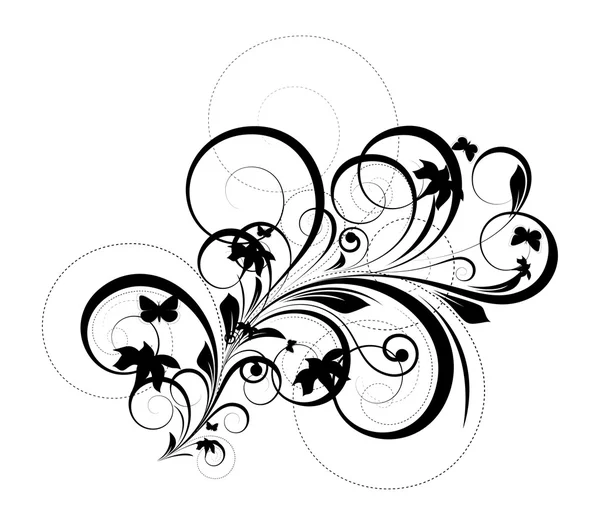 Silueta floral decorativa — Vector de stock