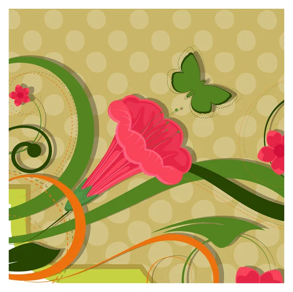 Flower Butterfly Background — Stock Vector