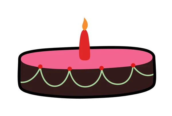 Tarta de Postre con Vela — Vector de stock