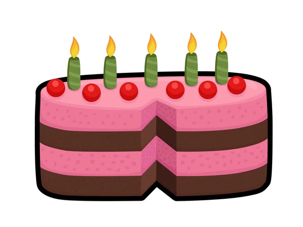 Cut Birthday Cake — Stock Vector