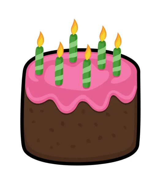 Gâteau avec bougies Design — Image vectorielle