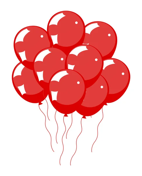 Glossy Red Balloons Bunch — Stock Vector