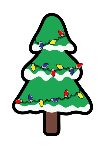 Lumières décoratives Arbre de Noël neige — Image vectorielle