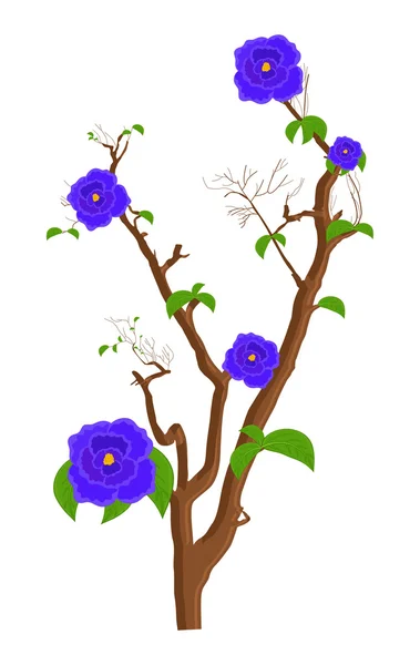 Purple Flowers Branches Design — Stock Vector