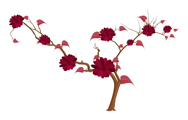 红色的花朵分支元素 — 图库矢量图片