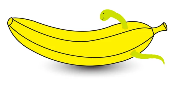 蠕虫病毒在香蕉 — 图库矢量图片