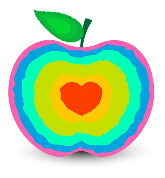 Colorful Heart Apple Vector — Stock Vector