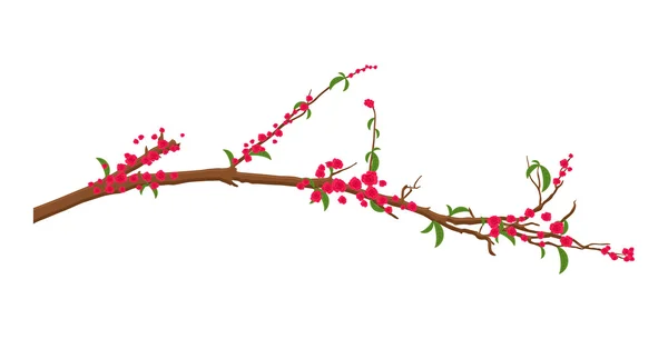 Ramita de flores rojas — Vector de stock
