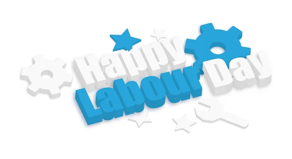 Happy Labour Day 3d Gears — Stock Vector