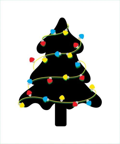 Luces de colores Árbol de Navidad — Vector de stock