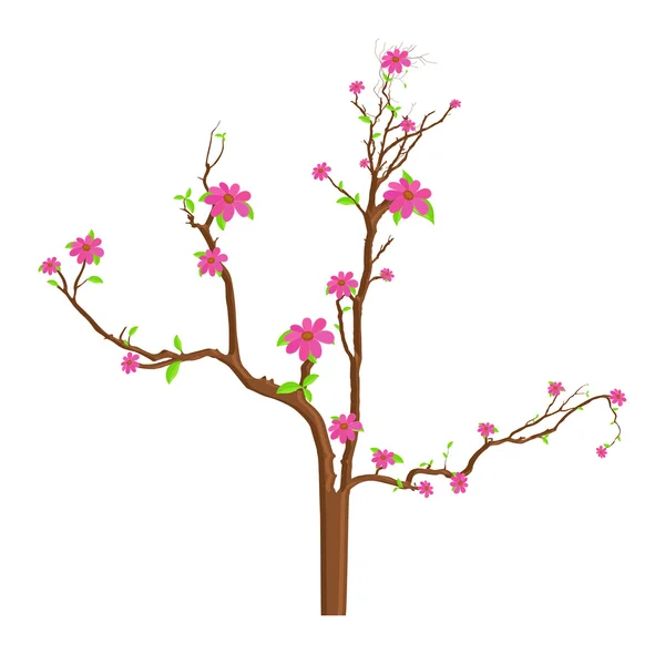 Pink Flowers Branches Illustration — Stock Vector