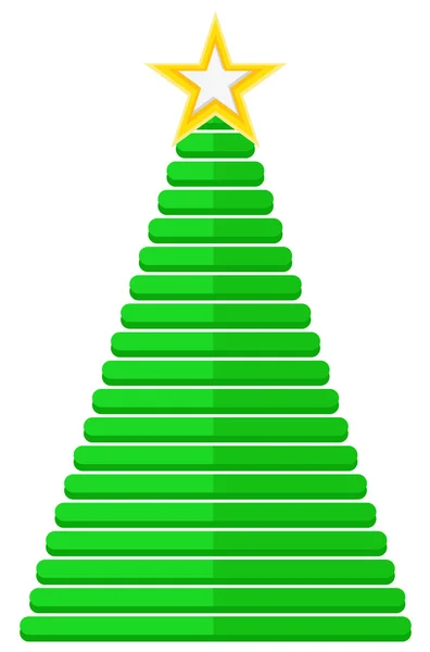 条纹的圣诞树与颗金色的星星 — 图库矢量图片