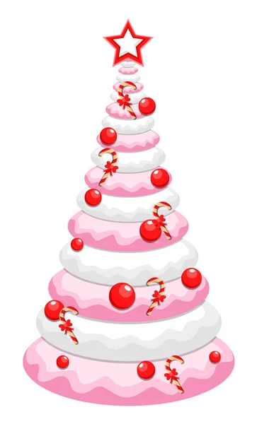 Kerstboom Cake ontwerp — Stockvector