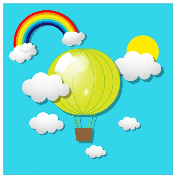 Luftballons mit Regenbogen und Wolken — Stockvektor