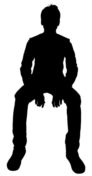 Sitting Boy Silhouette — Stock Vector