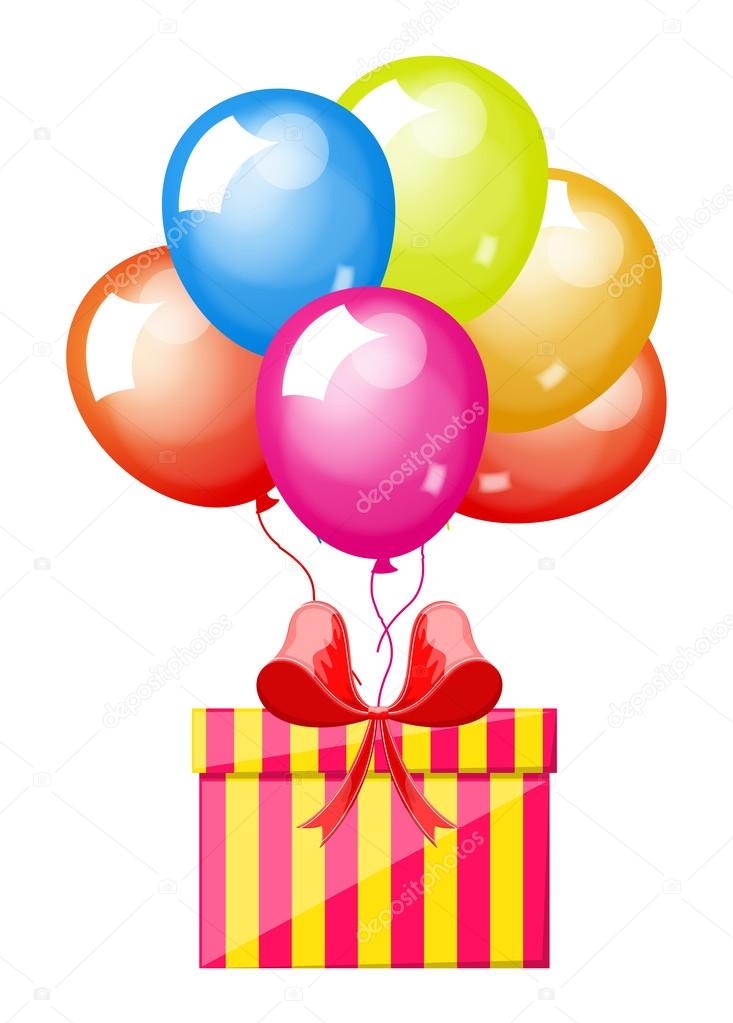Colorful Ballooons with Gift Box