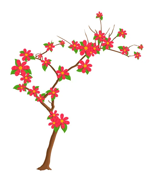 Rode bloemen boom — Stockvector