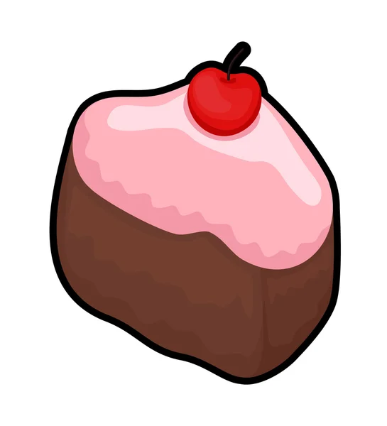 Cake with Cherry — Stock Vector