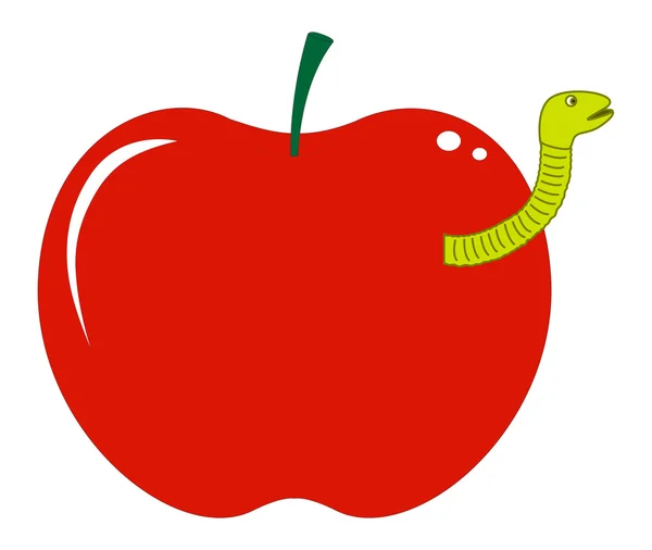 Apple with Fruit Worm — Stock Vector