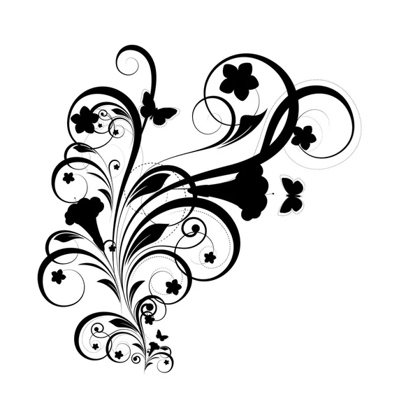 Diseño floral de forma negra — Vector de stock