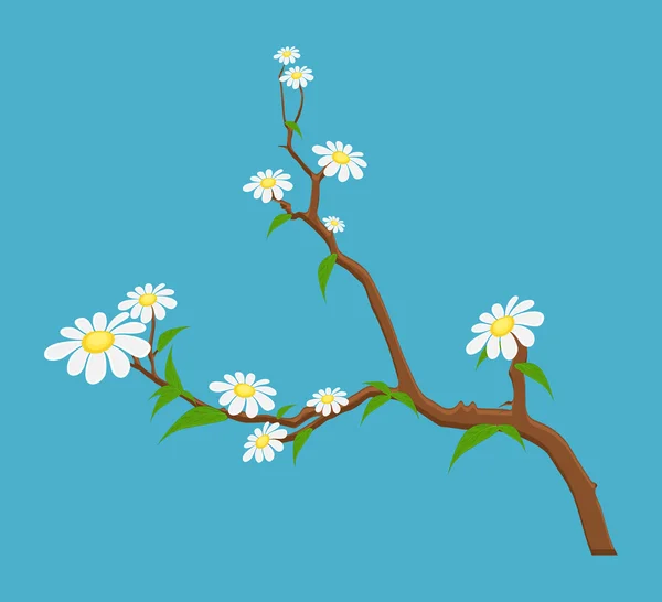 White Flowers Branches — Stock Vector