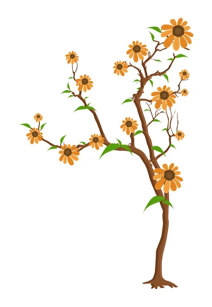 Flores amarillas planta — Vector de stock