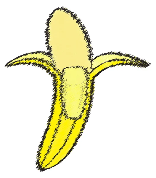 Scribble Banana disegno — Vettoriale Stock