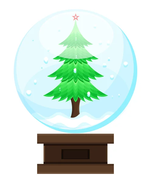 Albero di Natale in palla di neve — Vettoriale Stock