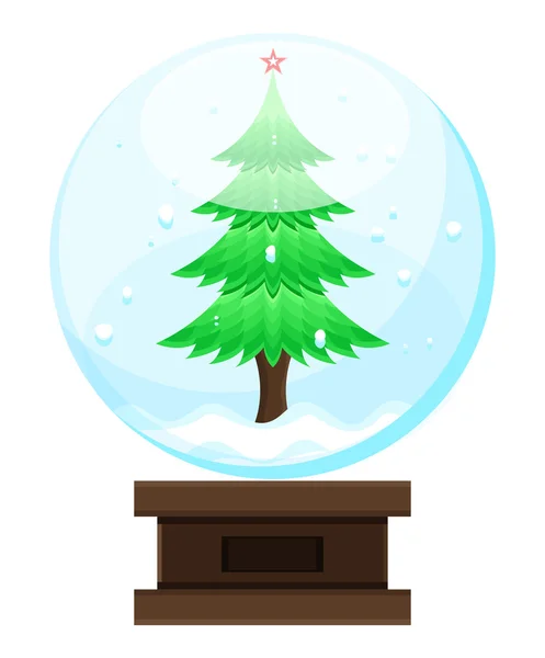 Árbol de Navidad en bola de nieve — Archivo Imágenes Vectoriales