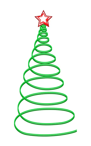 Árvore de Natal espiral com estrela — Vetor de Stock