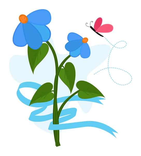 Blue Flowers Plant — Stock Vector