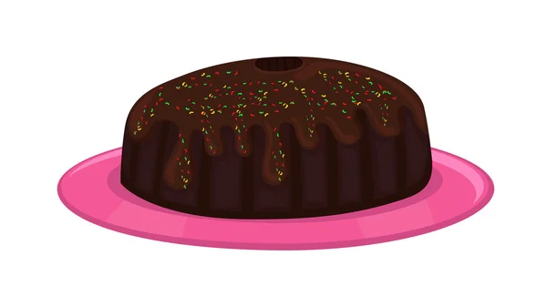 Pastel de chocolate marrón — Vector de stock