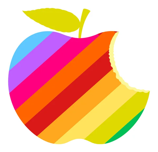 Arc-en-ciel mangé pomme — Image vectorielle