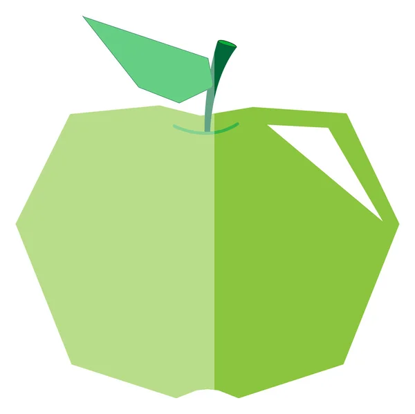 Green Cornered Apple Design — Stock Vector