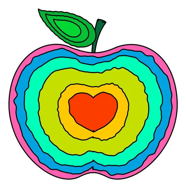 Colorful Apple Heart — Stock Vector