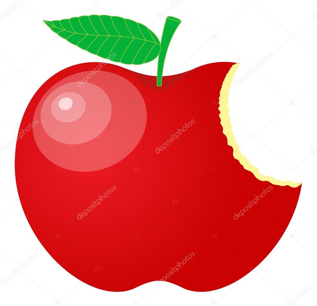 Eaten Red Apple Vector