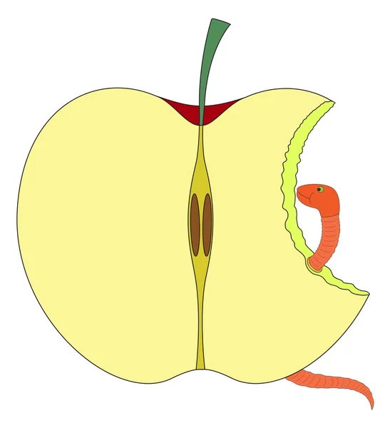 Comer forma de manzana con gusano — Archivo Imágenes Vectoriales