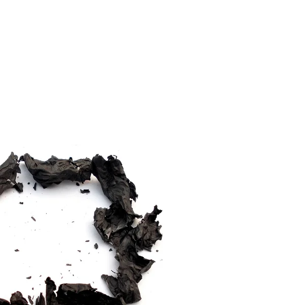 Burnt Paper Ash Isolated on White — Stock Photo, Image