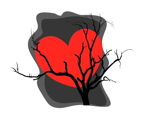 Corazón Árbol muerto Fondo — Archivo Imágenes Vectoriales