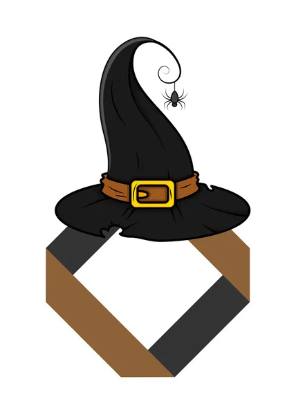 Banner de sombrero de bruja de Halloween — Vector de stock