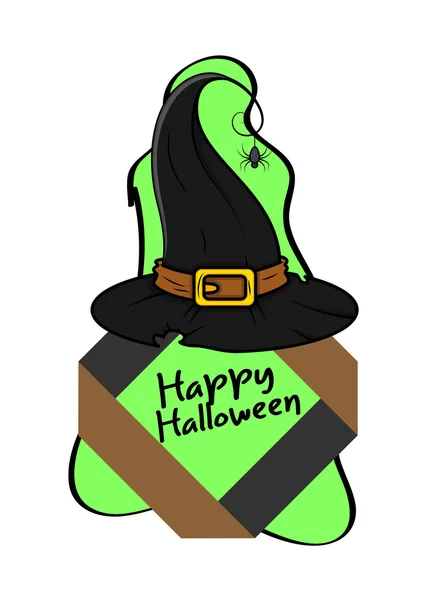 Halloween bruxa chapéu quadro — Vetor de Stock