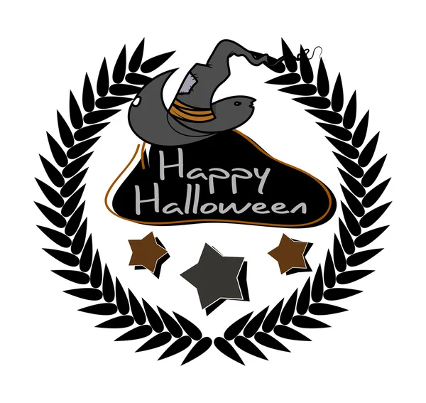 Banner Halloween dengan Topi Penyihir - Stok Vektor