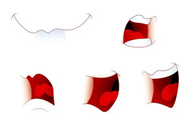 Ağız ifade gülüyor karikatür kümesi