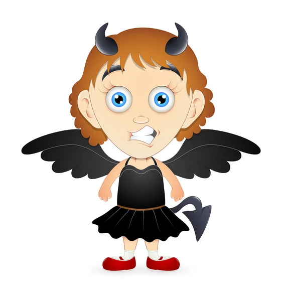 Devil Cartoon Girl — Stock Vector