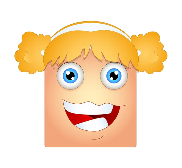 Cheerful Female Face Smiley — Stock Vector