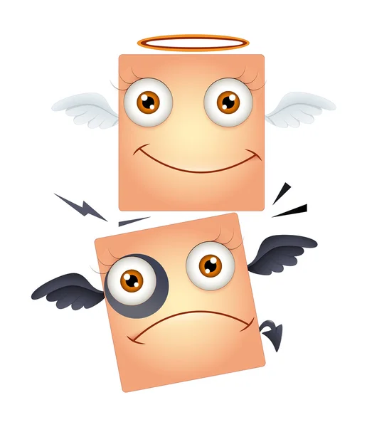 Happy Angel and Sad Devil Smiley — Stock Vector