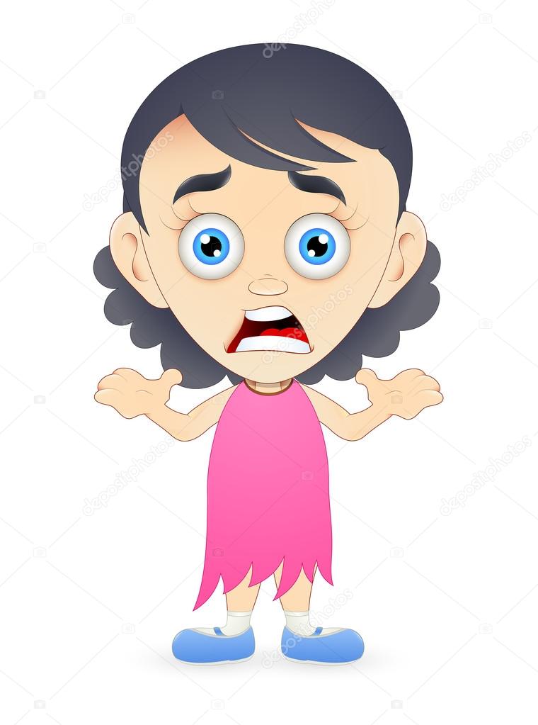 Little girl scared face expression cartoon Vector Image