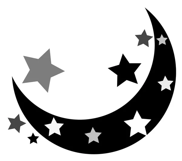 Estrellas forma de luna — Vector de stock